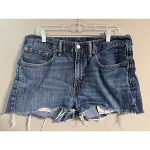 Levis 514 Mens Denim Cutoff Shorts Medium Wash Frayed Hem Size 34